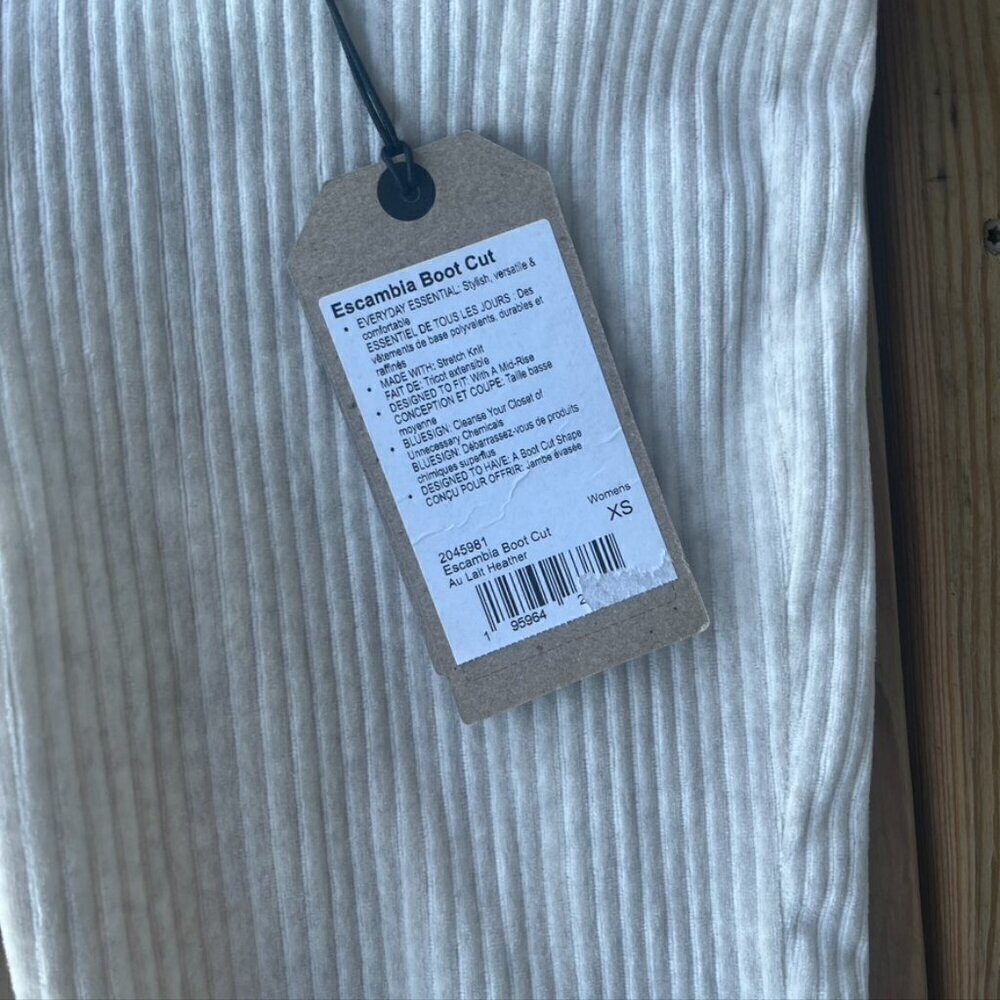 ** Prana Escambia Bootcut Pants NWT Aut Lait Heather Cream Gray XS Corded - Picture 5 of 10